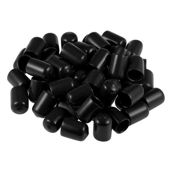 Uxcell Screw Thread Protectors End Caps Vinyl 50 Pcs 0.47" Black