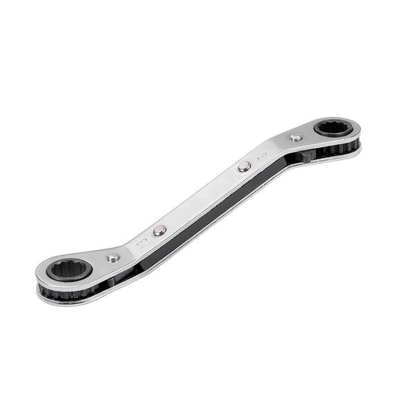 Uxcell 0.47'' x 0.51''Reversible Ratcheting Wrench Metric Offset Double Box End Carbon Steel Silver Tone 1pcs