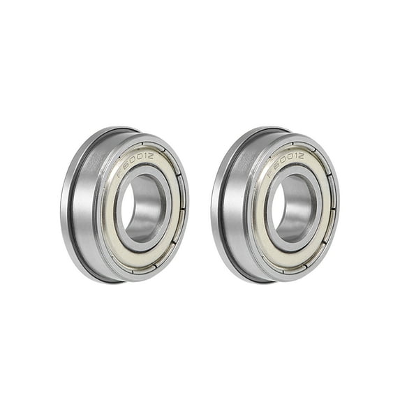 Uxcell 0.47''x1.1''x0.31'' Flange Deep Groove Ball Bearings Double Shield Chrome Steel Silver Tone 2pcs