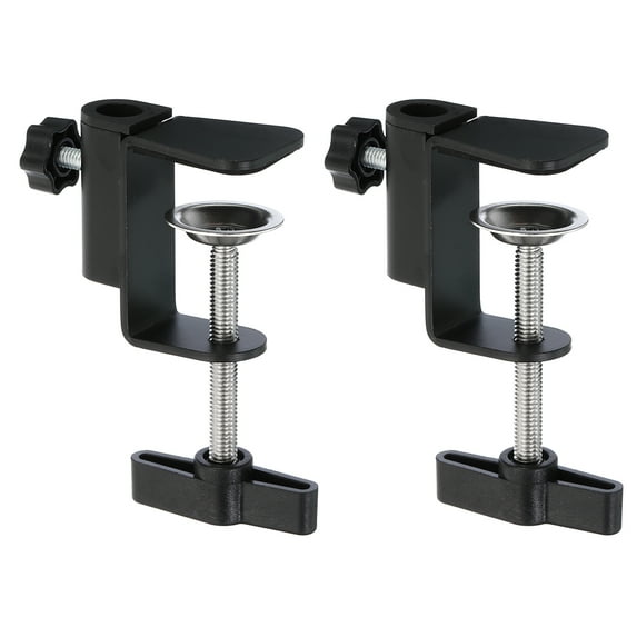 Uxcell 0.49" Hole Dia. Universal C Clamp Table Lamp Microphone Arm Mount Desk Clamp, Black 2 Pcs