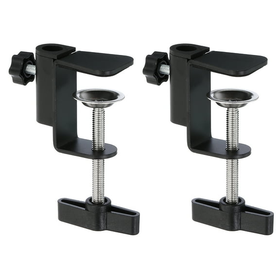 Uxcell 0.49" Hole Dia. Universal C Clamp Table Lamp Microphone Arm Mount Desk Clamp, Black 2 Pcs