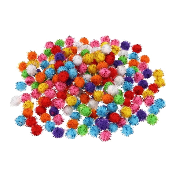 Uxcell 0.4inch Pom Poms for Crafts, 200Pcs Glitters Pom Pom Balls, Multicolored