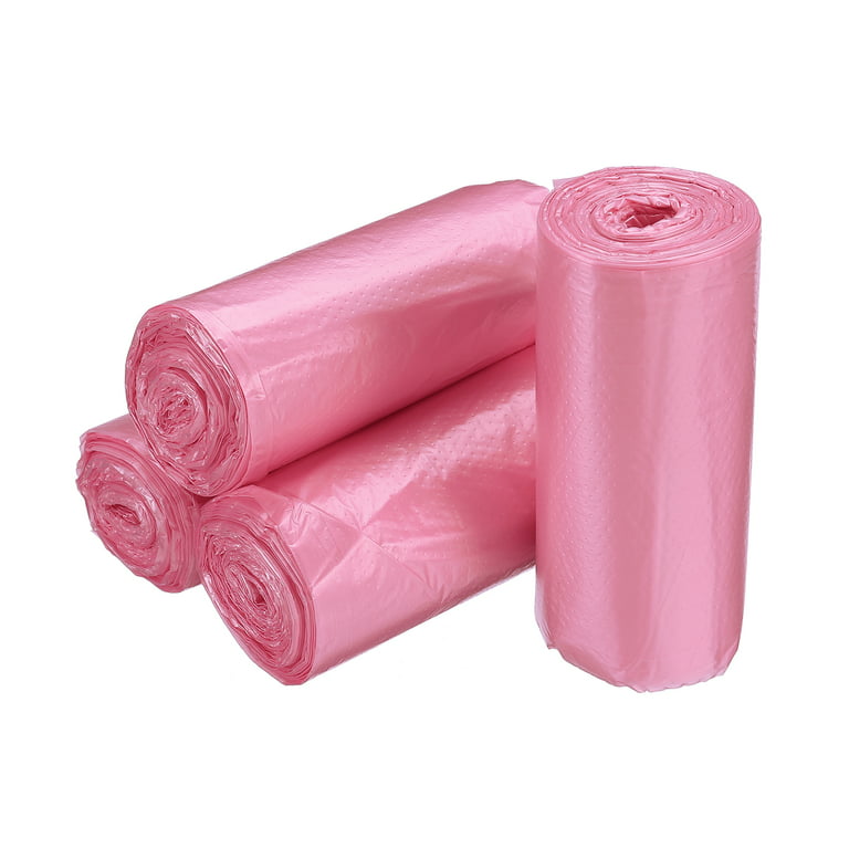 Uxcell 0.5 Gallon Small Trash Bags Garbage Bags PE Plastic Pink 6 Rolls 180  Counts 