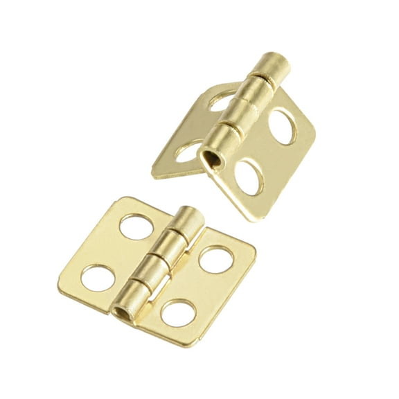 Uxcell 0.5" Hinge Case Wooden Box Hinges Fittings Golden Plain 30Pcs