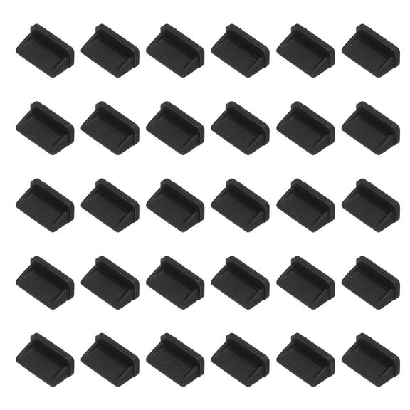 Uxcell 0.5 Inch USB Type A Dust Plug, 30 Pcs Anti Dust Plug Cover Silicone Charging Port Cover Female End for Port Device, Black