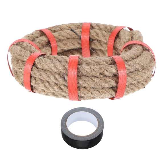 Uxcell Jute Rope Heavy Natural Thick Twisted Rope with Tape for Crafts Railing Docks Tug of War Swing Landscaping 0.5 Inch x 15ft