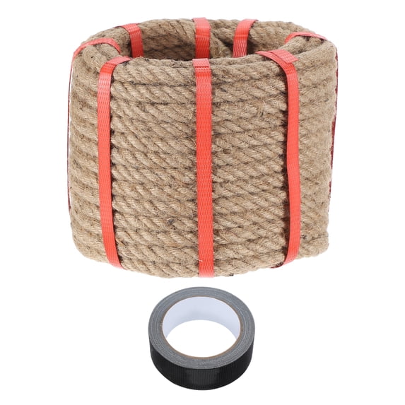 Uxcell Jute Rope Heavy Natural Thick Twisted Rope with Tape for Crafts Railing Docks Tug of War Swing Landscaping 0.5 Inch x 66ft