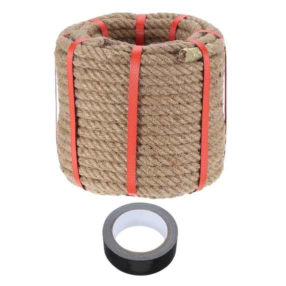 Uxcell Jute Rope Heavy Natural Thick Twisted Rope with Tape for Crafts Railing Docks Tug of War Swing Landscaping 0.5 Inch x 98ft