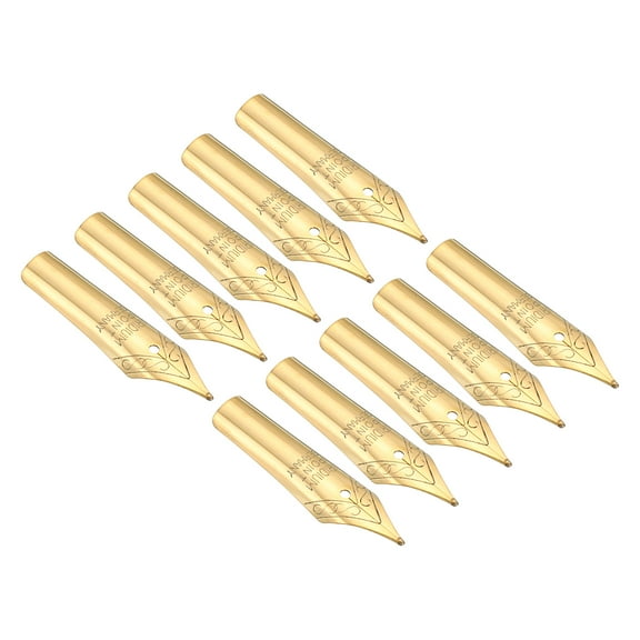 Uxcell 0.5-0.7mm Line Width Fountain Pen Nib Replacement 304 Stainless Steel for Drawing Writing, Gold 10 Pcs