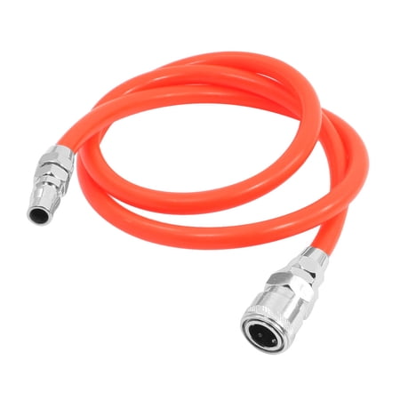 Uxcell 0.51" Dia Fittings 10x6.5mm Air Compressor Flexible PU Hose Orangered 3.3Ft