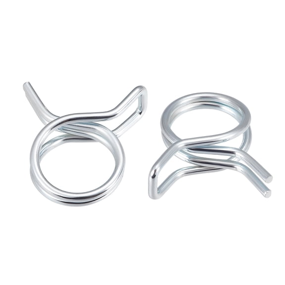 Uxcell 0.51'' Double Wire Motorcycle ATV Fuel Line Hose Tube Spring Clips Clamp Zinc Plated 50Pcs