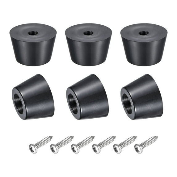 Uxcell 0.51" H x 0.83" W Rubber Bumper Feet with Stainless Steel Washer and Screws 8Pack