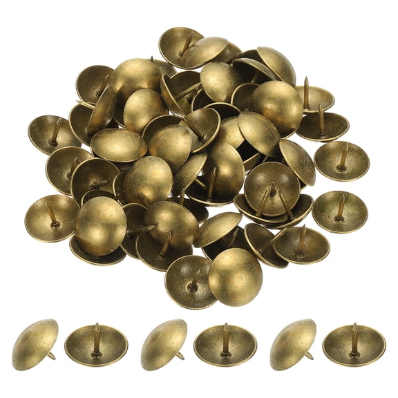 Uxcell  0.51" x 3/4" Upholstery Tacks Vintage Thumb Nails Pins Round Head Metal Push Tack Pin for DIY Furniture, Bronze 100Pcs