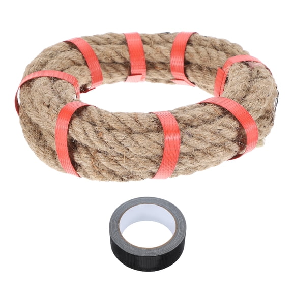Uxcell Jute Rope Heavy Natural Thick Twisted Rope with Tape for Crafts Railing Docks Tug of War Swing Landscaping 0.55 Inch x 25ft