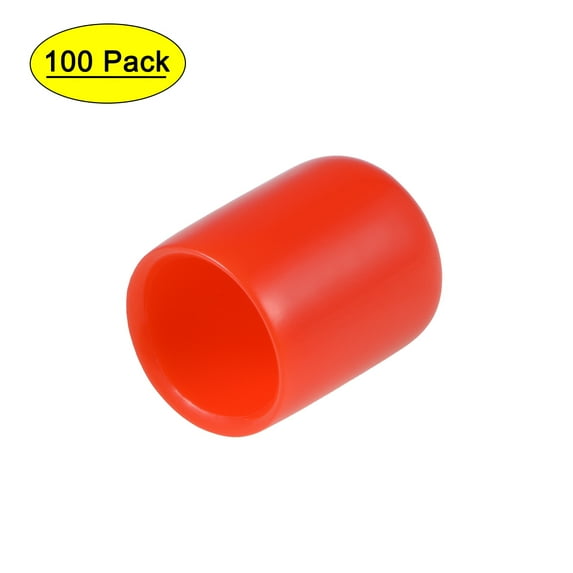 Uxcell 0.55'' Vinyl Round Caps Cover Screw Thread Protector Rubber Red 100pcs