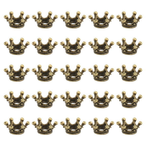 Uxcell 0.55x0.2" Metal King Crown Charm Crown Beads Charm, 50Pcs, Bronze Tone