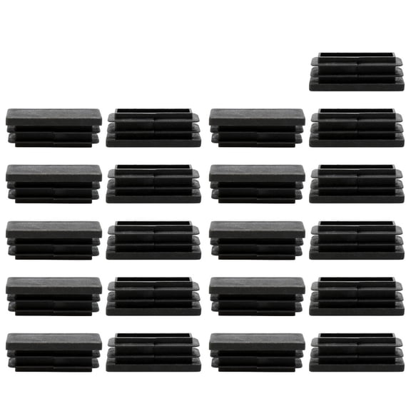 Uxcell 0.59" x 1.57" Plastic Rectangle Ribbed Tube Inserts Furniture Glide Chair 21Pcs
