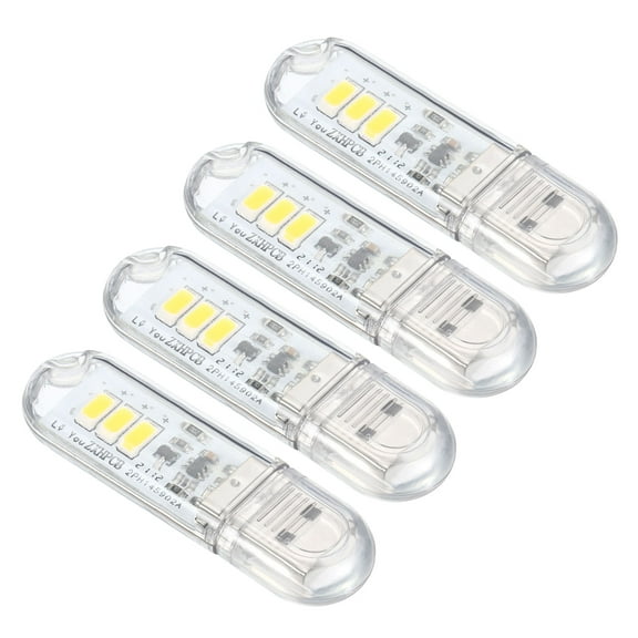 Uxcell 0.5W Mini USB LED Light 3000-3200K Slim Led Light Stick Warm White 4 Pack