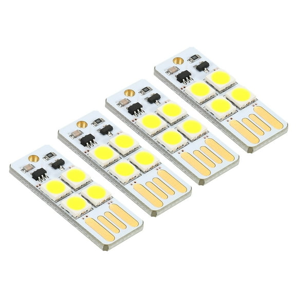 Uxcell 0.5W Mini USB LED Light 6000-6500K Slim Touch Lamp Module Clear White 4 Pack