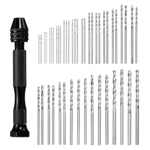 Uxcell 0.5mm-3.0mm Micro Mini Twist Drill Bit Pin Vise Hand Drill Rotary Tool Set 49 Pack