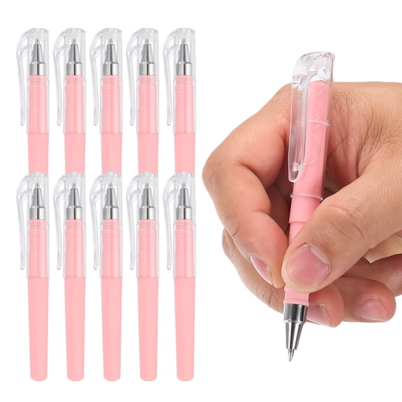 Uxcell 0.5mm Mini Gel Pens, 10Pcs Pocket Pen Black Ink 4.1 Inch Short Small Compact Portable Smooth Writing Quick Dry Notebook Journaling Office Supplies, Light Pink