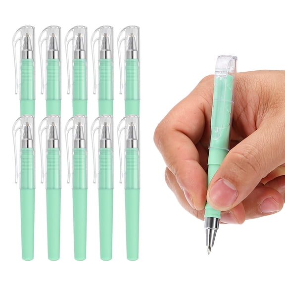 Uxcell 0.5mm Mini Gel Pens, 10Pcs Pocket Pen Black Ink 4.1 Inch Short Small Compact Portable Smooth Writing Quick Dry Notebook Journaling Office Supplies, Light Green