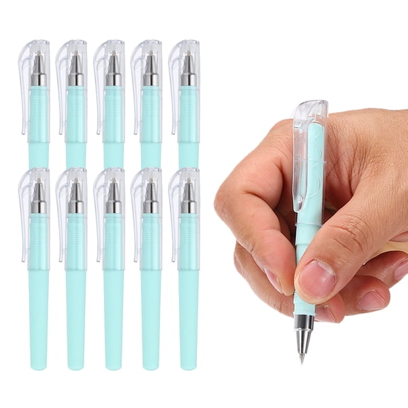 Uxcell 0.5mm Mini Gel Pens, 10Pcs Pocket Pen Black Ink 4.1 Inch Short Small Compact Portable Smooth Writing Quick Dry Notebook Journaling Office Supplies, Light Blue