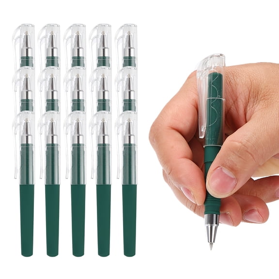 Uxcell 0.5mm Mini Gel Pens, 15Pcs Pocket Pen Black Ink 4.1 Inch Short Small Compact Portable Smooth Writing Quick Dry Notebook Journaling Office Supplies, Dark Green
