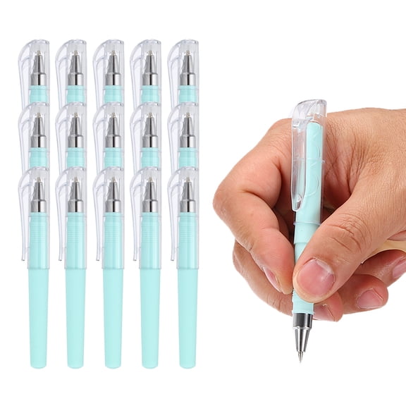 Uxcell 0.5mm Mini Gel Pens, 15Pcs Pocket Pen Black Ink 4.1 Inch Short Small Compact Portable Smooth Writing Quick Dry Notebook Journaling Office Supplies, Light Blue