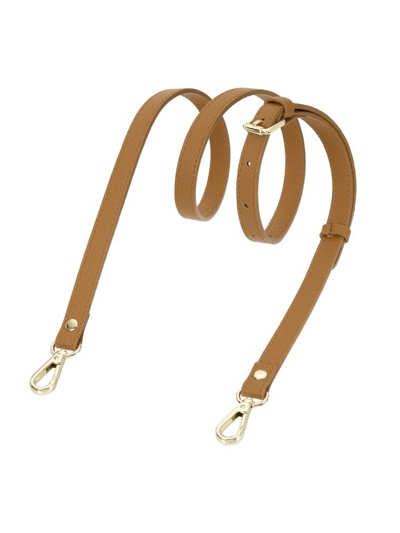 0.6" Genuine Leather Purse Strap for Bag (Cool Brown, Gold Buckle)