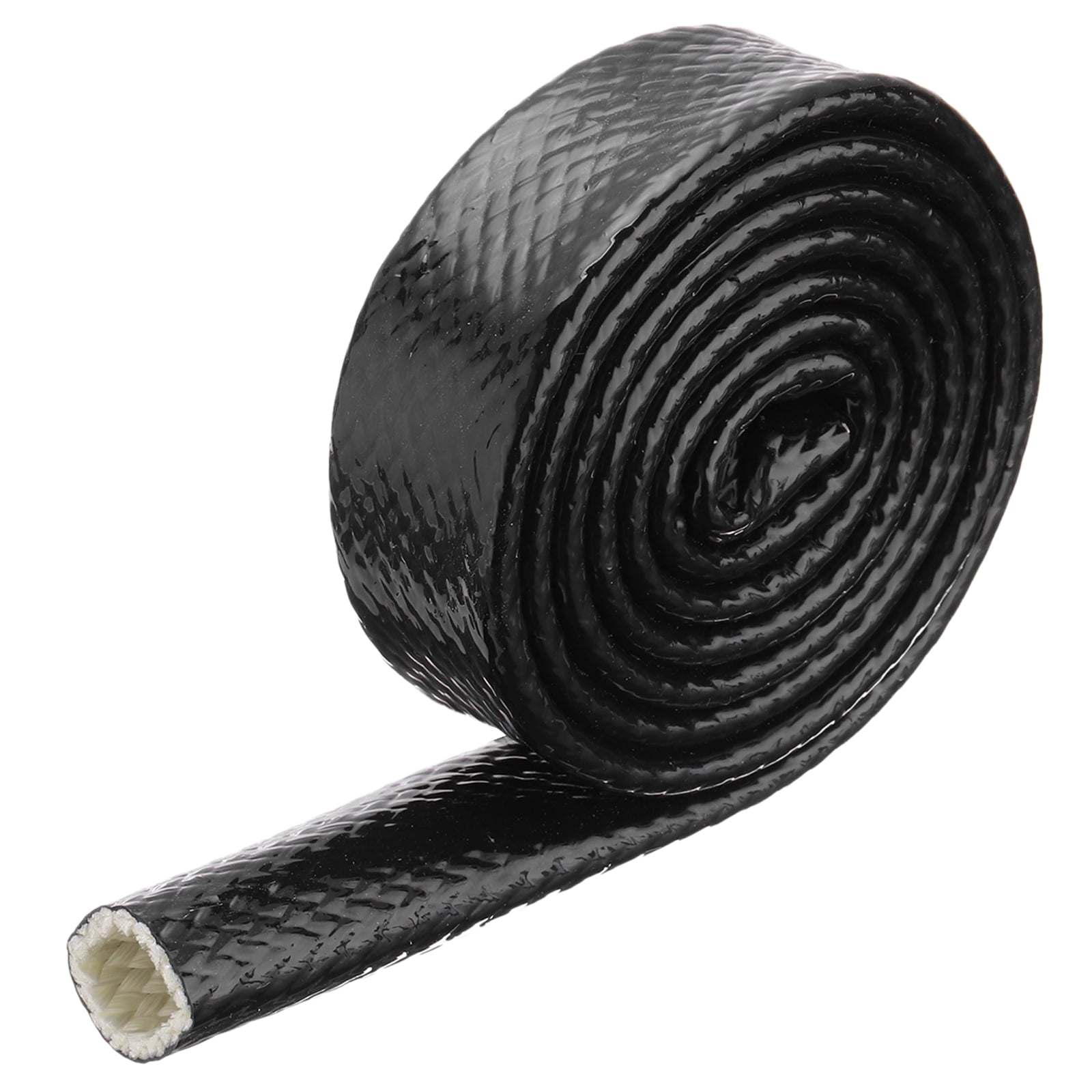 Silicone Fiberglass Heat Shield Sleeve - High Temperature Wire Protective Insulation, Self-Extinguishing, Black, 5/16 Inch X 24 Ft