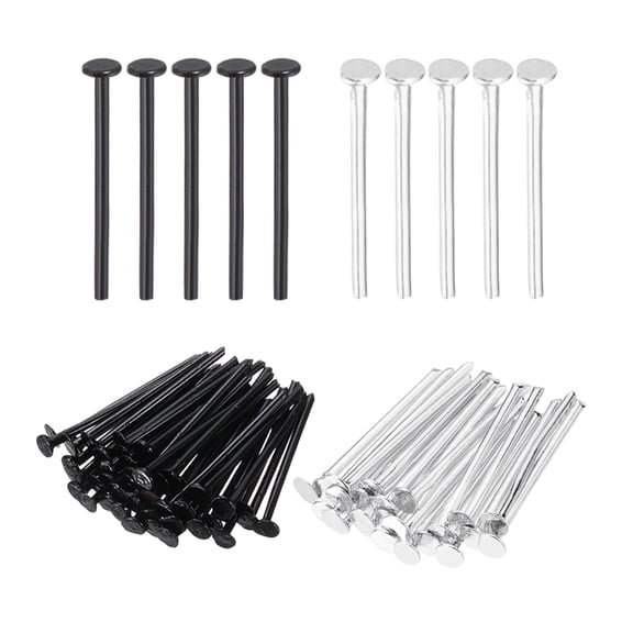 Uxcell 0.6 Inch Flat Head Pins, Jewelry Making Headpins Straight Pins Findings Bendable for DIY Craft Bracelet Necklace Earring Pendant Making Supplies-400Pcs(Silver Black)