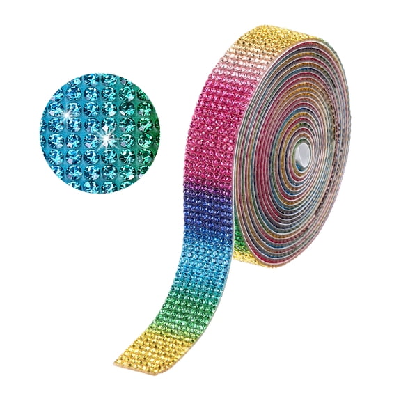 Uxcell 0.6 Inch Self Adhesive Rhinestone Strips 3 Yard for Crafts,White AB