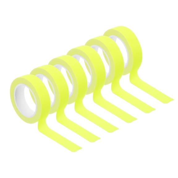 Uxcell 0.6 Inch x 16 Feet Neon Gaffer Cloth Tape, 6 Roll Fluorescent Blacklight Reactive Glow in the Dark Tape for Dance Floors Glow Party Supplies, Yellow