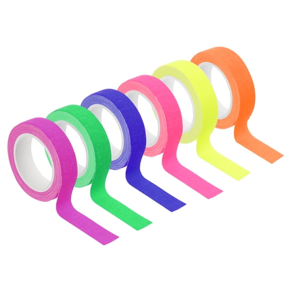 Uxcell 0.6 Inch x 16 Feet Neon Gaffer Cloth Tape, 6 Roll Rainbow Colors Fluorescent Blacklight Reactive Glow in the Dark Tape for Dance Floors Glow Party Supplies