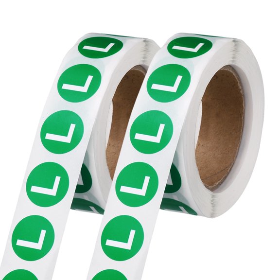 Uxcell 0.6" Letter Stickers, 1200Pcs Alphabet Stickers Letter L Round Labels Small Vinyl Self Adhesive Label Circle Decals 2 Roll Capital Initial for Office Home Organize Inventory, Green
