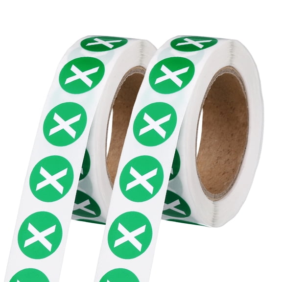Uxcell 0.6" Letter Stickers, 1200Pcs Alphabet Stickers Letter X Round Labels Small Vinyl Self Adhesive Label Circle Decals 2 Roll Capital Initial for Office Home Organize Inventory, Green