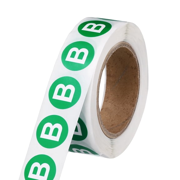 Uxcell 0.6" Letter Stickers, 600Pcs Alphabet Stickers Letter B Round Labels Small Vinyl Self Adhesive Label Circle Decals 1 Roll Capital Initial for Office Home Organize Inventory, Green