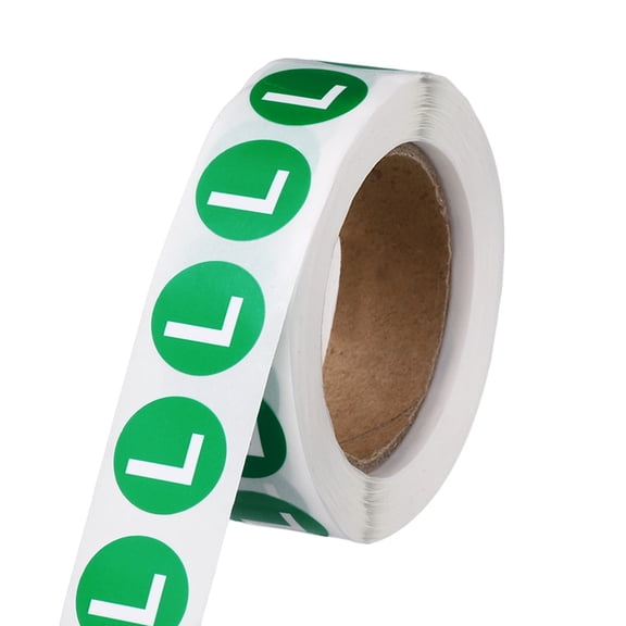 Uxcell 0.6" Letter Stickers, 600Pcs Alphabet Stickers Letter L Round Labels Small Vinyl Self Adhesive Label Circle Decals 1 Roll Capital Initial for Office Home Organize Inventory, Green