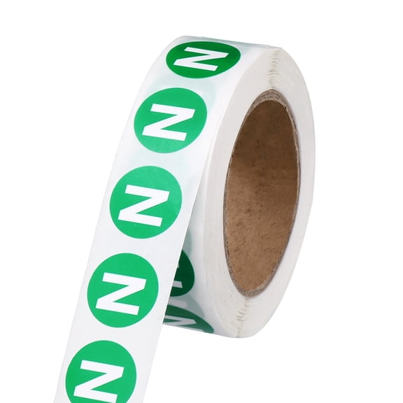 Uxcell 0.6" Letter Stickers, 600Pcs Alphabet Stickers Letter N Round Labels Small Vinyl Self Adhesive Label Circle Decals 1 Roll Capital Initial for Office Home Organize Inventory, Green