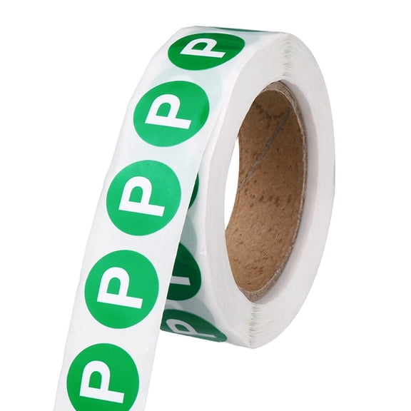 Uxcell 0.6" Letter Stickers, 600Pcs Alphabet Stickers Letter P Round Labels Small Vinyl Self Adhesive Label Circle Decals 1 Roll Capital Initial for Office Home Organize Inventory, Green