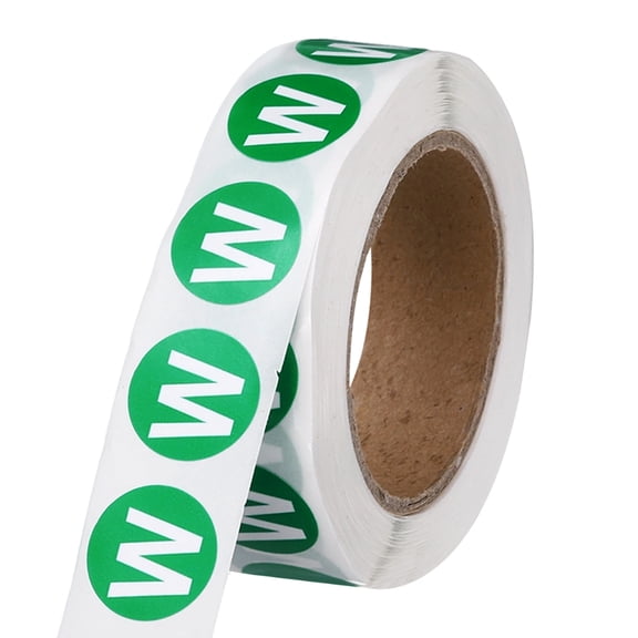 Uxcell 0.6" Letter Stickers, 600Pcs Alphabet Stickers Letter W Round Labels Small Vinyl Self Adhesive Label Circle Decals 1 Roll Capital Initial for Office Home Organize Inventory, Green