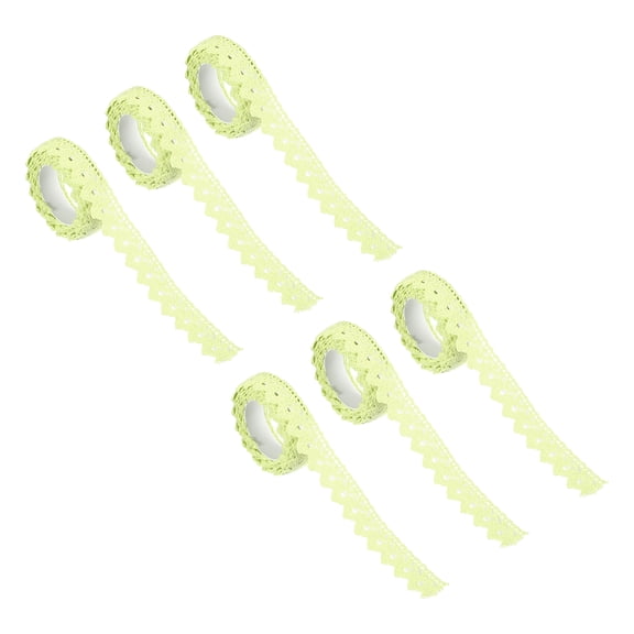 Uxcell 0.6" Wide 2 Yards Self-Adhesive Lace Tape Ribbon Stickers Masking Cotton Decorative for Craft, Light Green 6 Pack