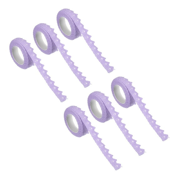 Uxcell 0.6" Wide 2 Yards Self-Adhesive Lace Tape Ribbon Stickers Masking Cotton Decorative for Craft, Purple 6 Pack