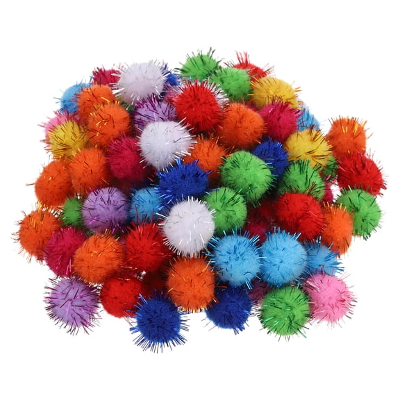 Uxcell 0.6 in Pom Poms for Crafts, 200Pcs Glitters Pom Pom Balls, Multicolored