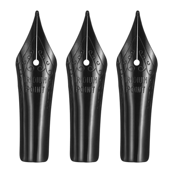 Uxcell 0.6 mm Line Width Fountain Pen Nib Replacement, 3 Pack 304 Stainless Steel Special Spare Ink Dip Calligraphy Pen Nib for Drawing Writing Signing, Black(Small Curved Tip)