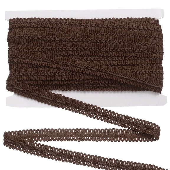 Uxcell 0.6" x 11 Yards Gimp Braid Trim, Upholstery Trim Polyester Braid Ribbon Curtain Decorative Edge Lace for Home Decor DIY Crafts Sewing Costume, Dark Brown