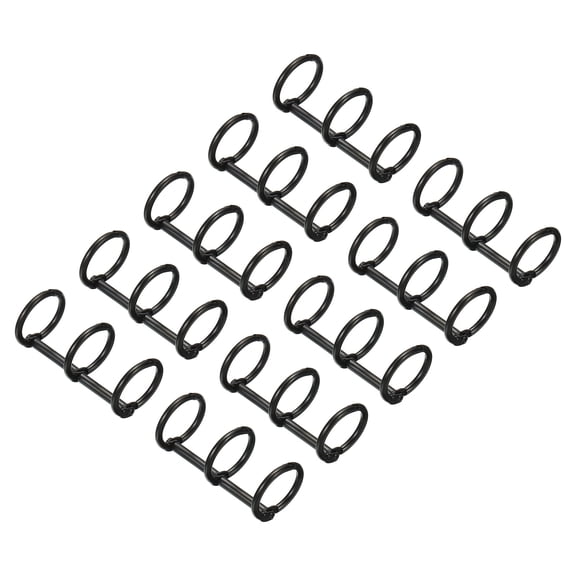 Uxcell 0.63" Dia 3 Circle Detachable Metal Binder Rings Loose Leaf Rings Black 10 Pack