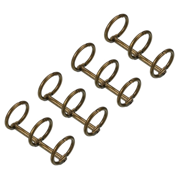 Uxcell 0.63" Dia 3 Circle Detachable Metal Binder Rings Loose Leaf Rings Bronze 4 Pack