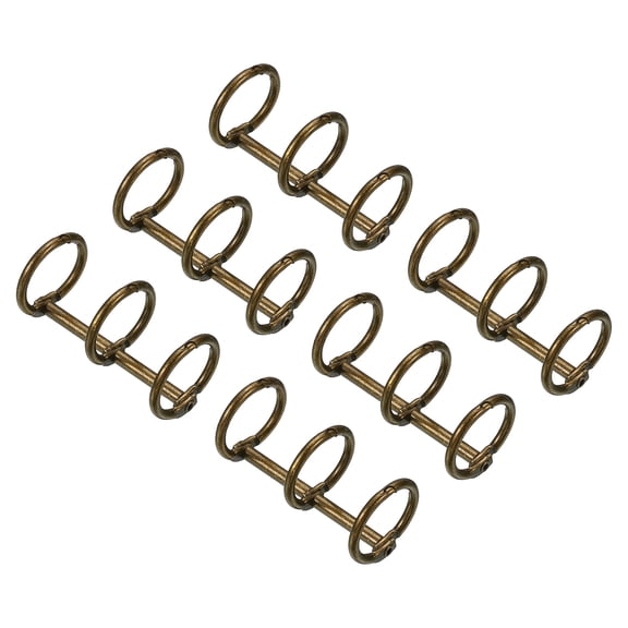Uxcell 0.63" Dia 3 Circle Detachable Metal Binder Rings Loose Leaf Rings Bronze 6 Pack